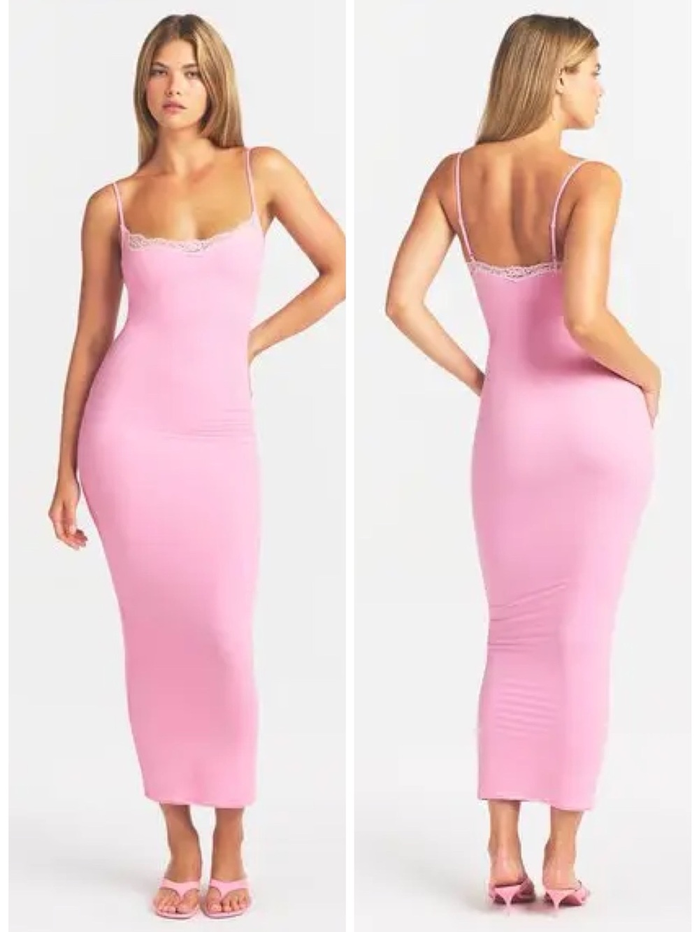 NWT Limited Edition Skims Fits Everybody Lace Long Slip Dress in Cherry Blossom